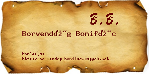 Borvendég Bonifác névjegykártya